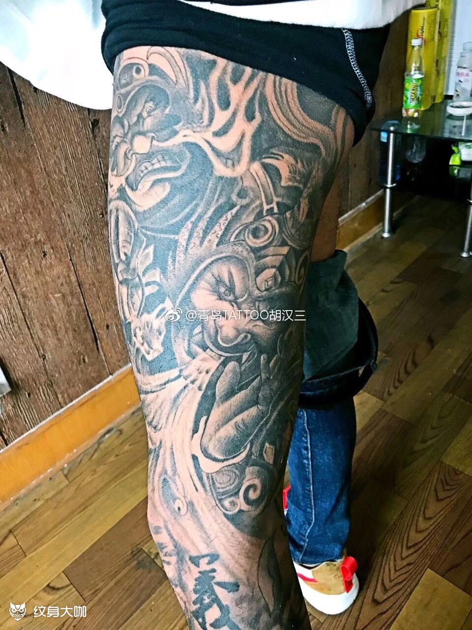 全腿_纹身图案手稿图片_青岛月月的纹身作品集