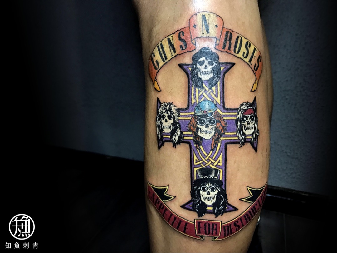 枪炮玫瑰_纹身图案手稿图片_大牙的纹身作品集