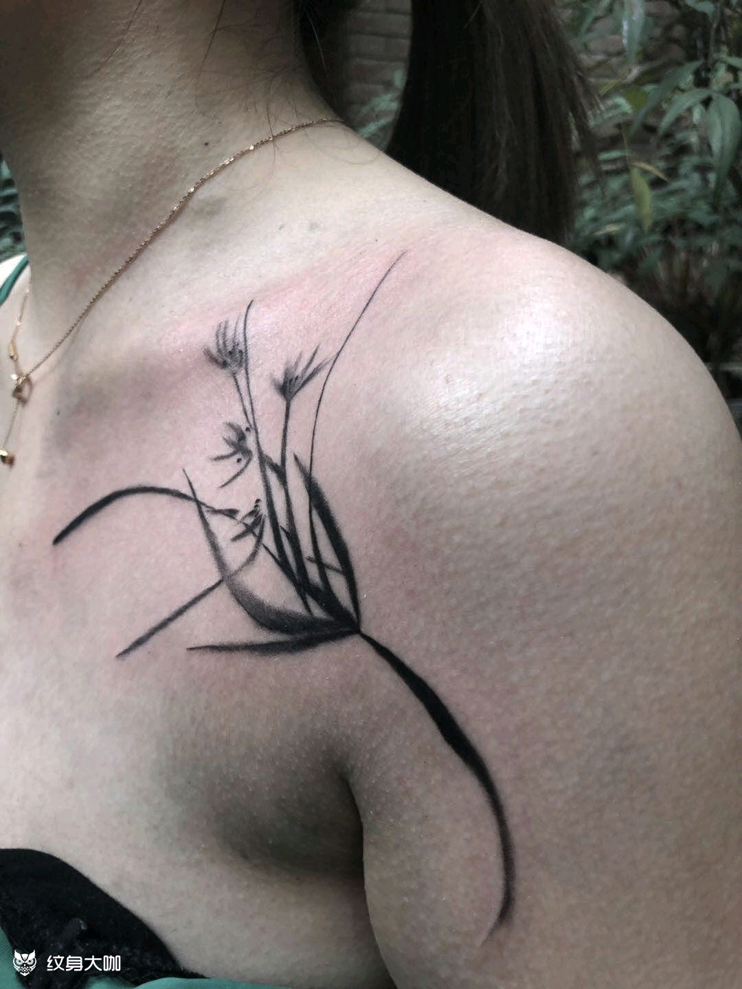 锁骨兰花青春是离别时 老师送_纹身吧社区 - 纹身大咖