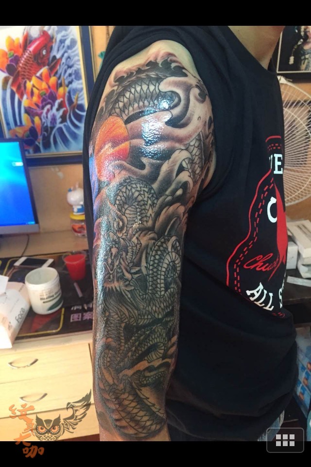 半臂龙_纹身图案手稿图片_谢清贵的纹身作品集