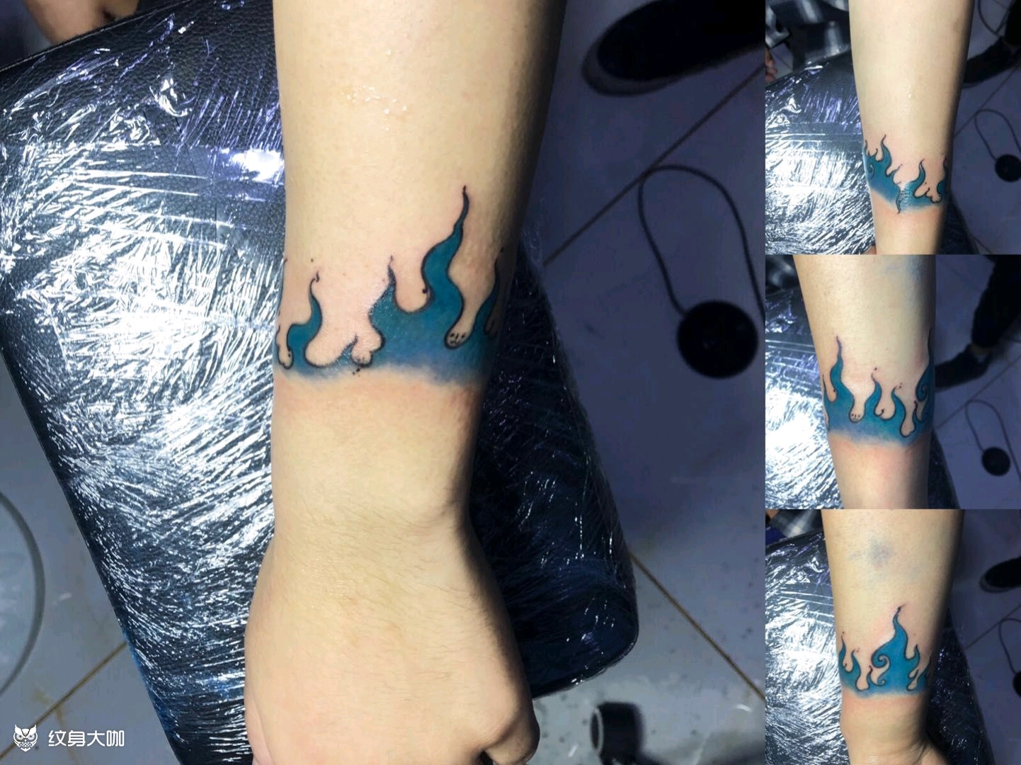 蓝色火焰_纹身图案手稿图片_齐亿的纹身作品集