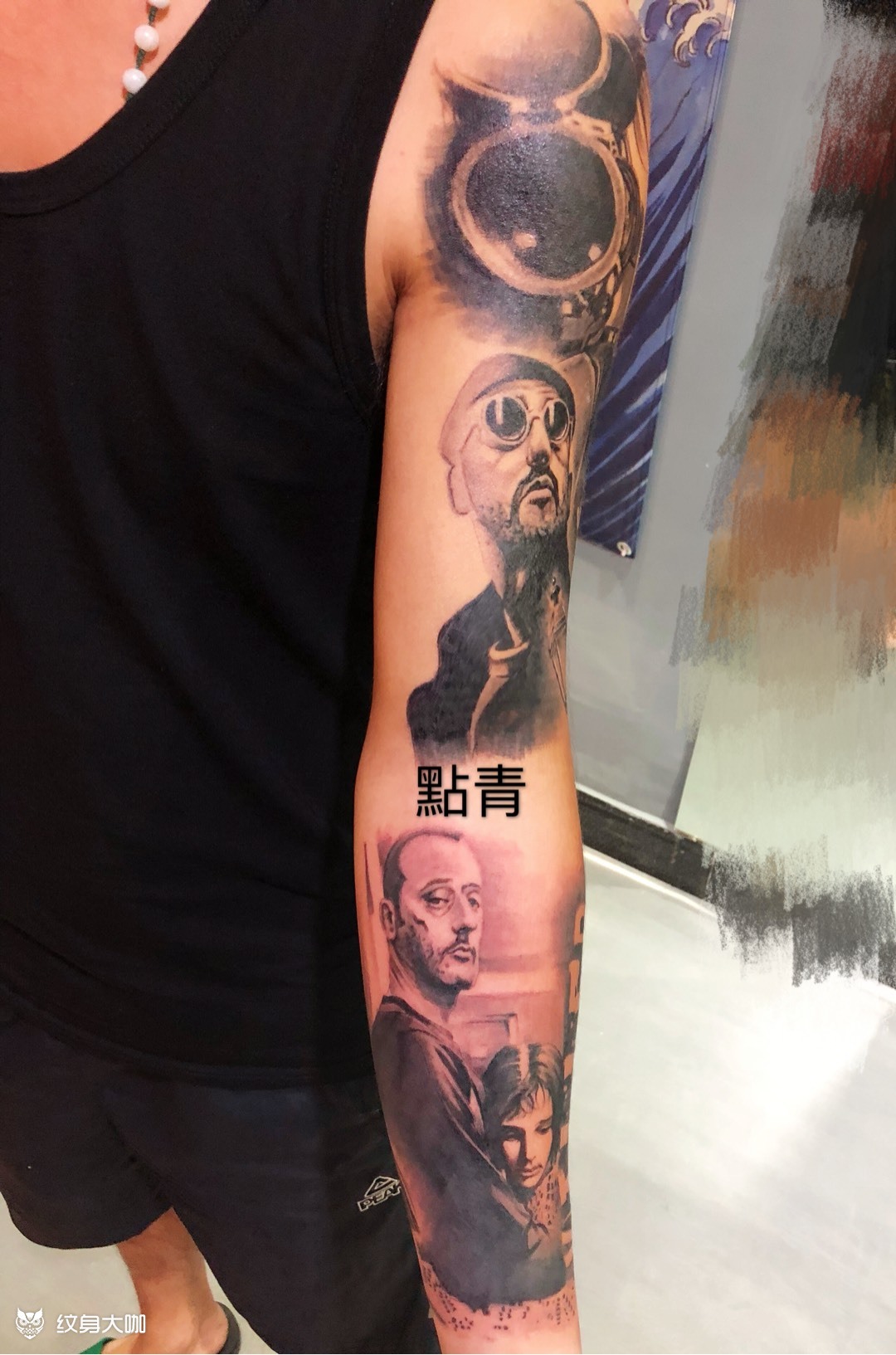 《这个杀手不太冷》电影主题花臂_纹身图案手稿图片_点青的纹身作品集