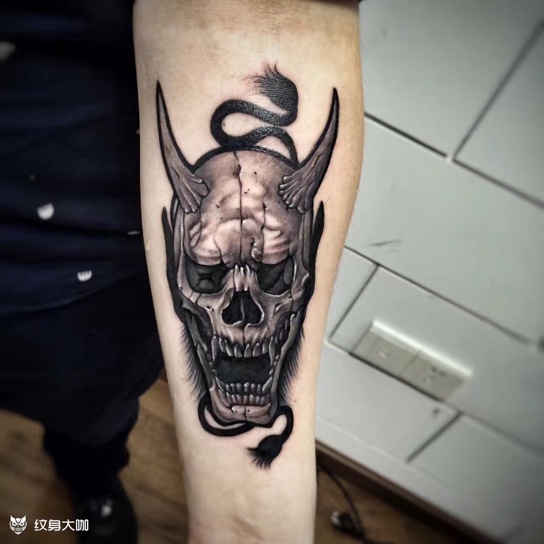 骷髅般若_纹身图案手稿图片_郑小秋的纹身作品集