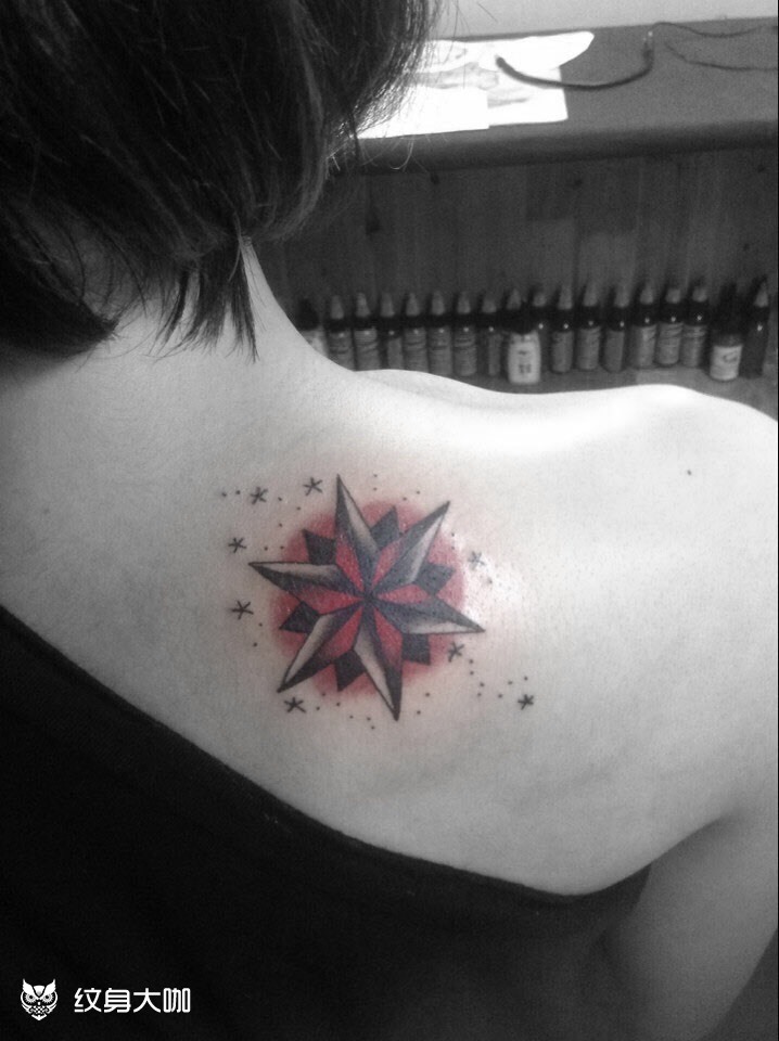 背部六角星_纹身图案手稿图片_廿一的纹身作品集