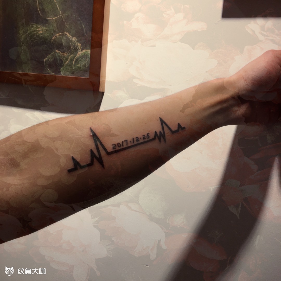 心电图_纹身图案手稿图片_青山的纹身作品集