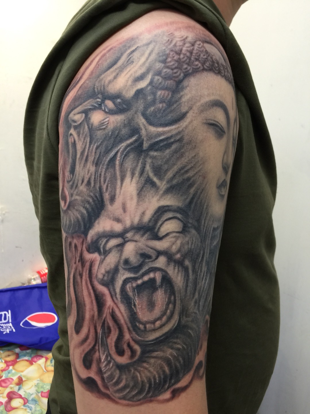 佛与魔_纹身图案手稿图片_骆文宇的纹身作品集