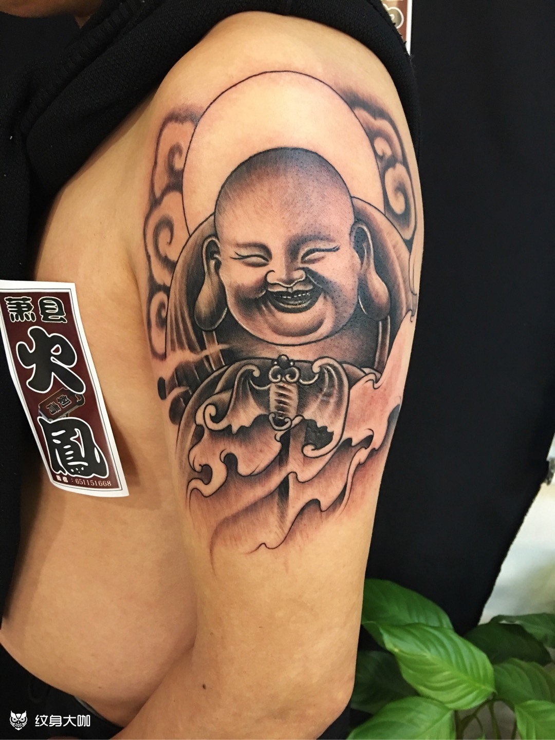 弥勒佛_纹身图案手稿图片_王默的纹身作品集