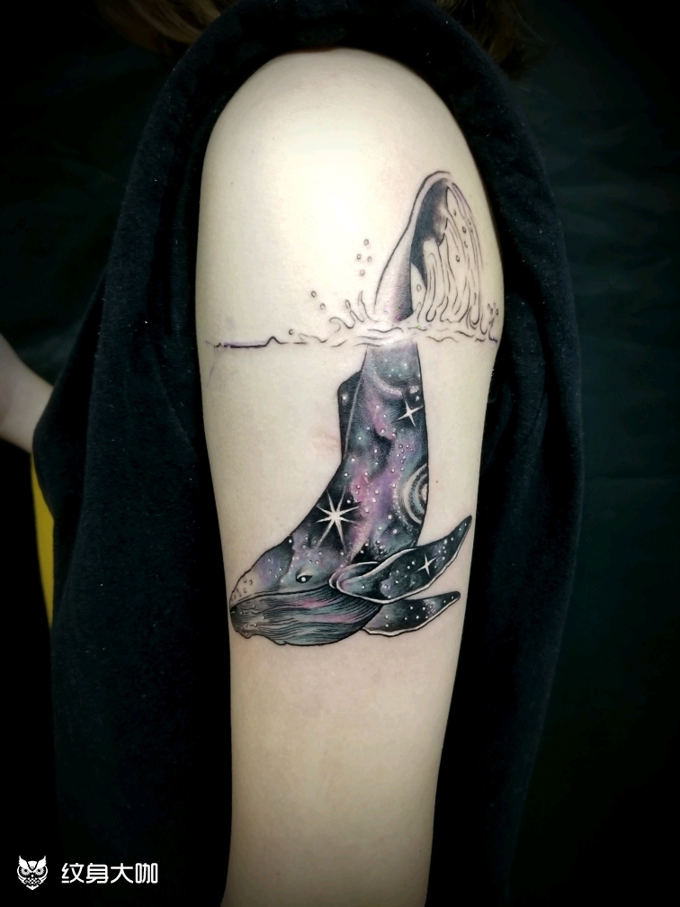 大臂星空鲸鱼_纹身图案手稿图片_杰～～～的纹身作品集