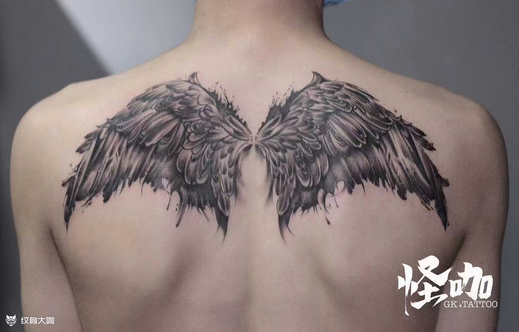 翅膀后背连胳膊纹身图片