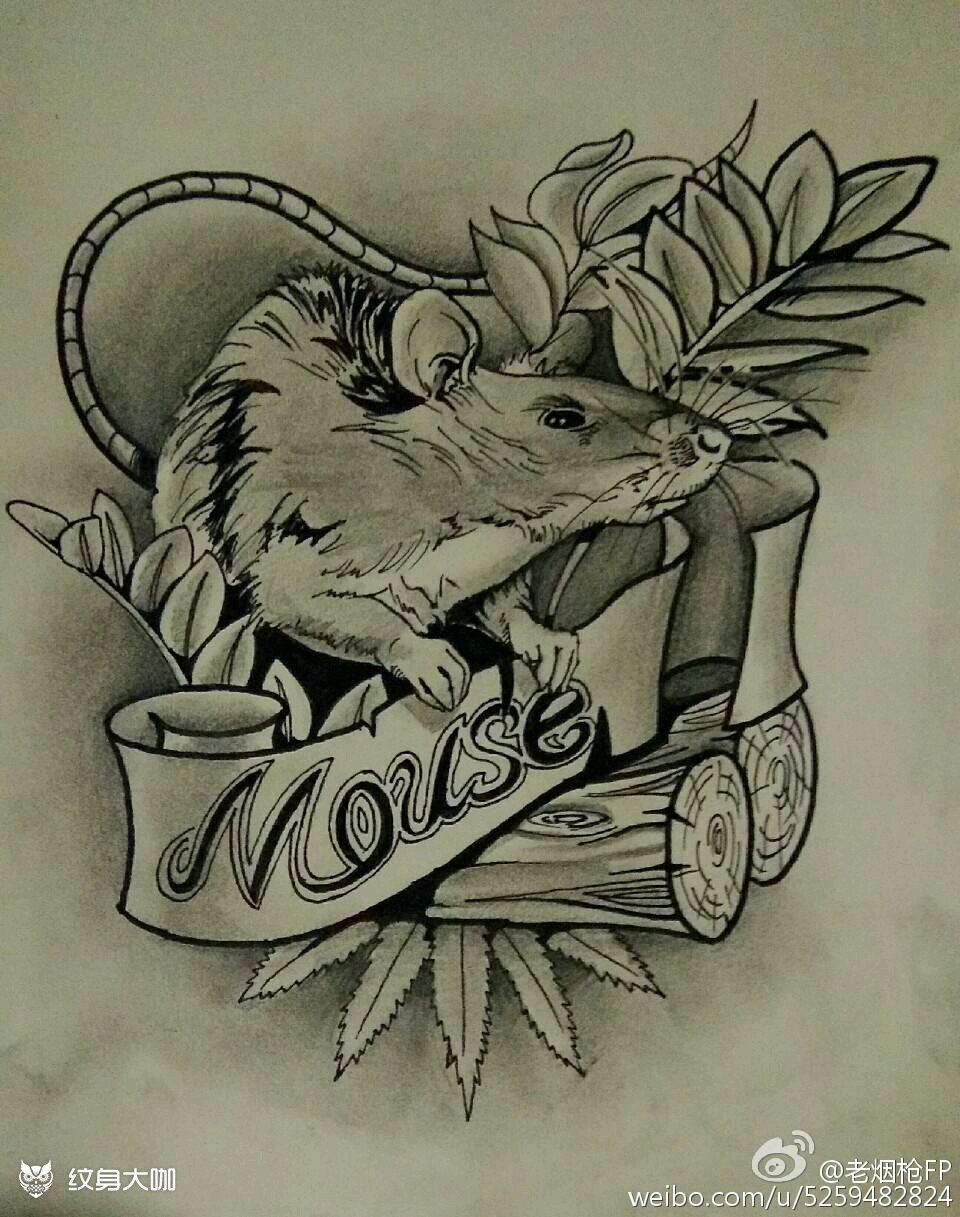 school鼠_生肖_纹身图案手稿图片_甲胺的纹身作品集