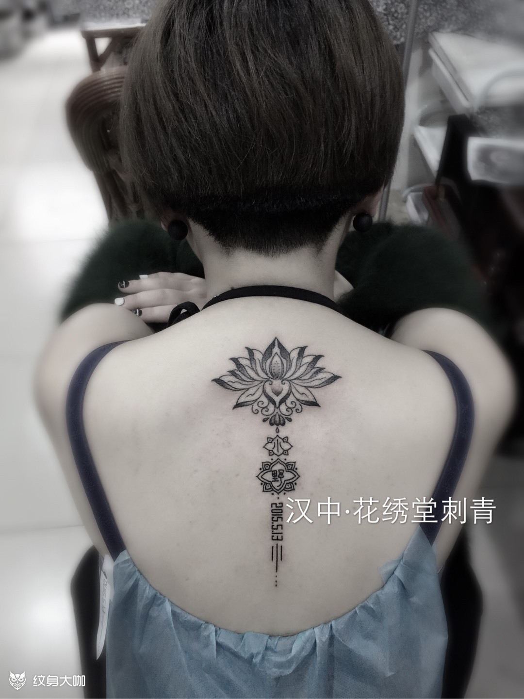 莲花 字母_纹身图案手稿图片_强子的纹身作品集