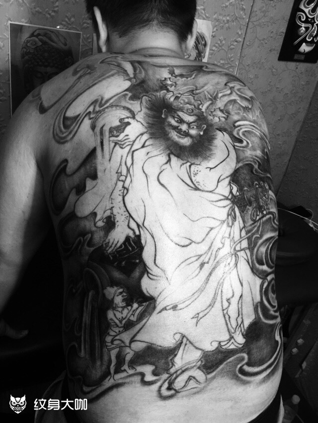 钟馗满背_纹身图案手稿图片_橙的纹身作品集