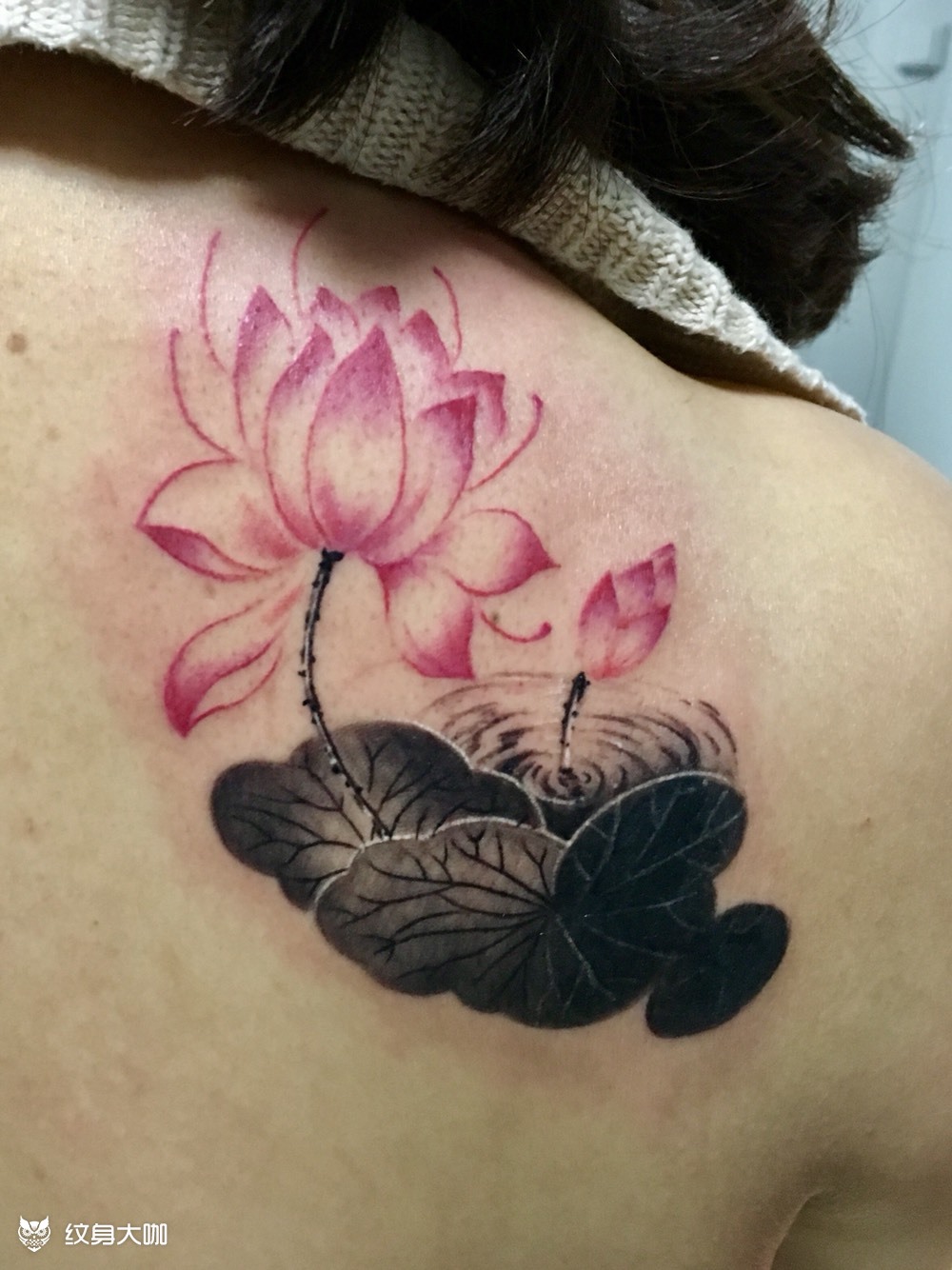 荷花(遮盖)_纹身图案手稿图片_吕正的纹身作品集