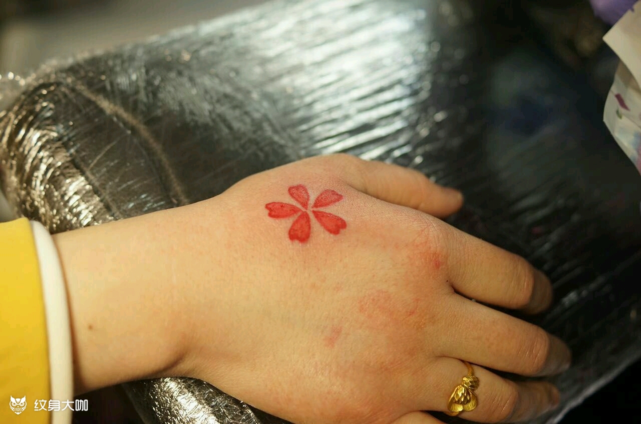 手面樱花_纹身图案手稿图片_阴天乐的纹身作品集