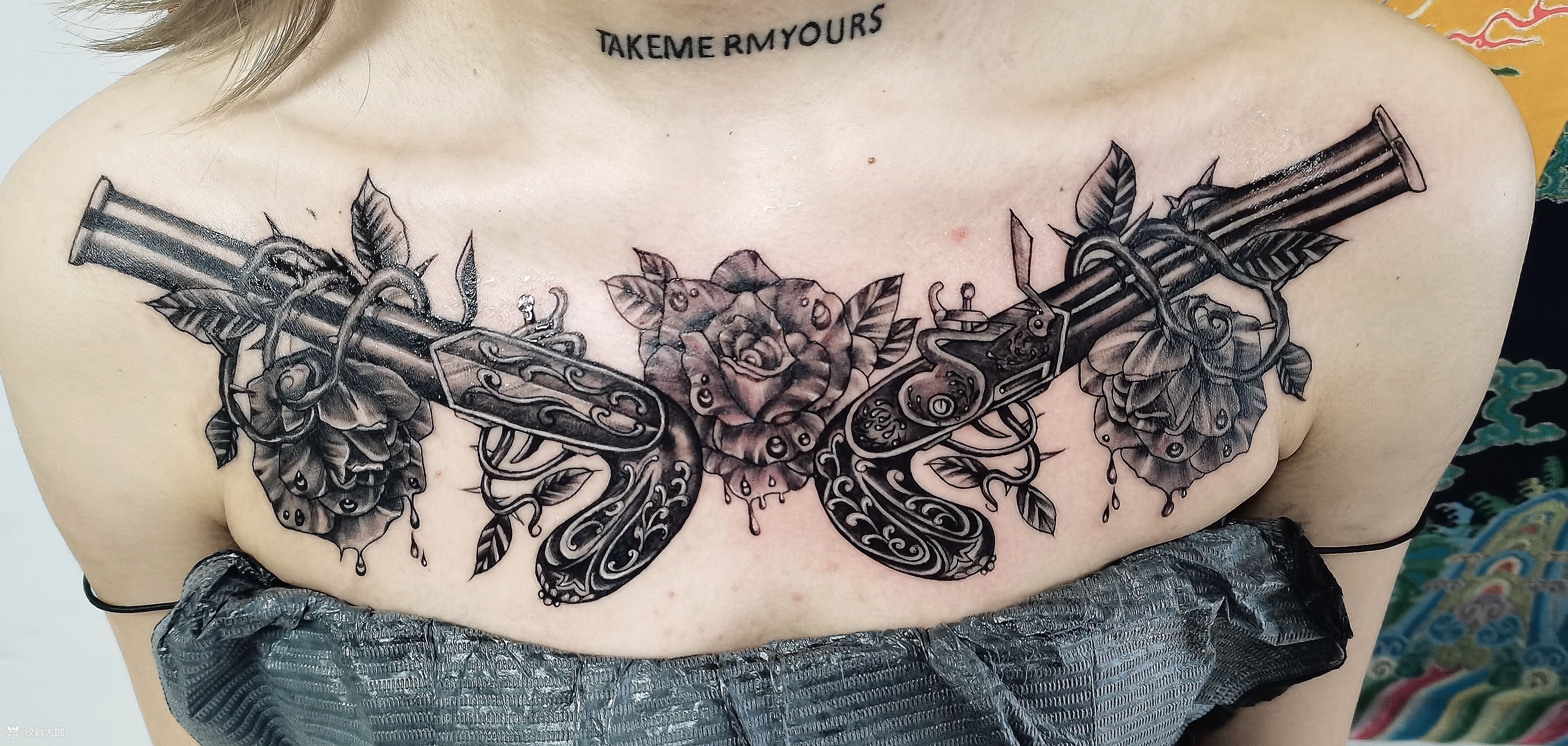 女生花胸_纹身图案手稿图片_吴星的纹身作品集