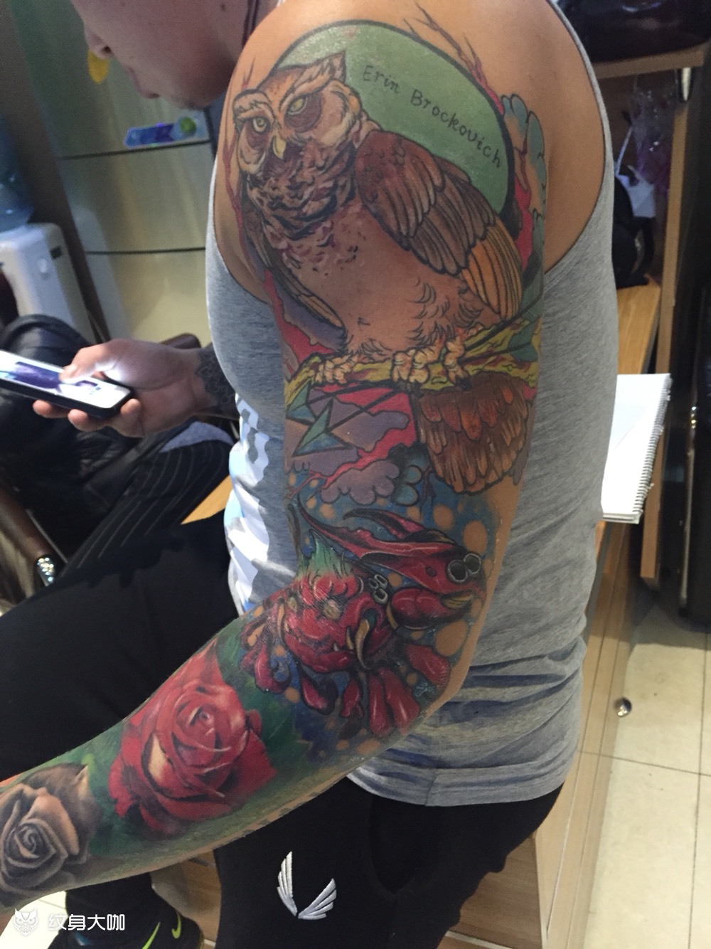 肌肉男欧美花臂完成_纹身图案手稿图片_赵毅的纹身作品集