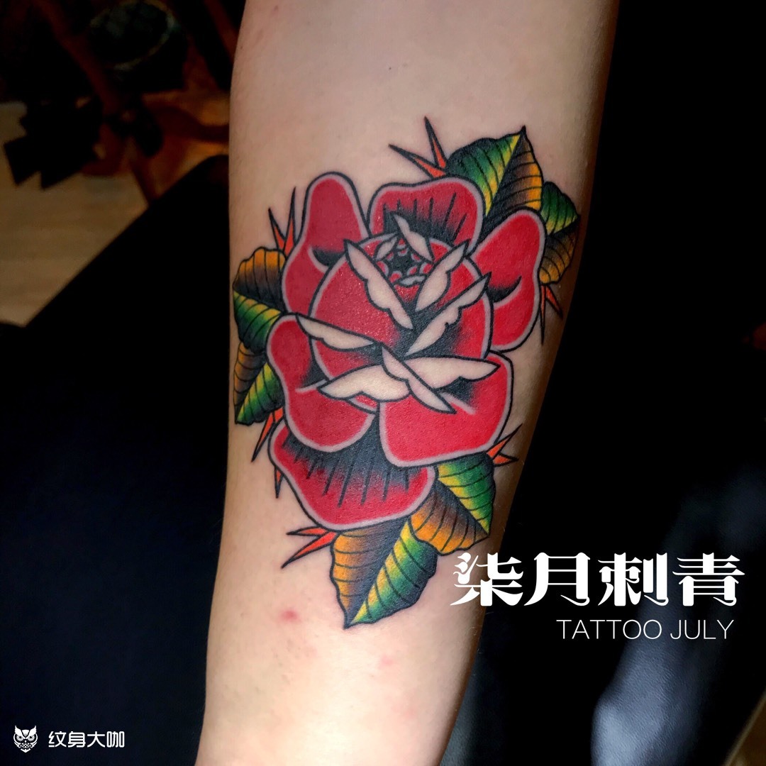 oldschool玫瑰_纹身图案手稿图片_雕颉的纹身作品集