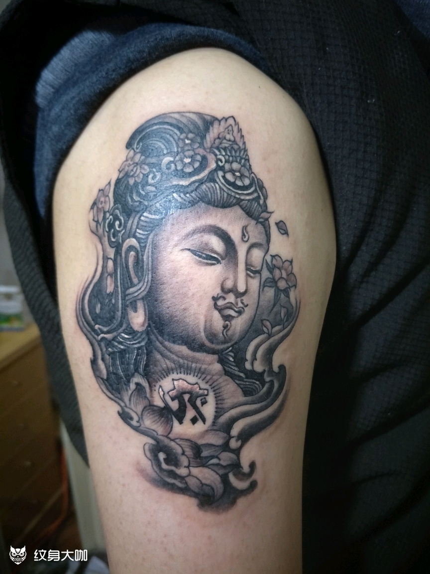虚空藏菩萨(属虎牛本命佛)_纹身图案手稿图片_榔头的纹身作品集