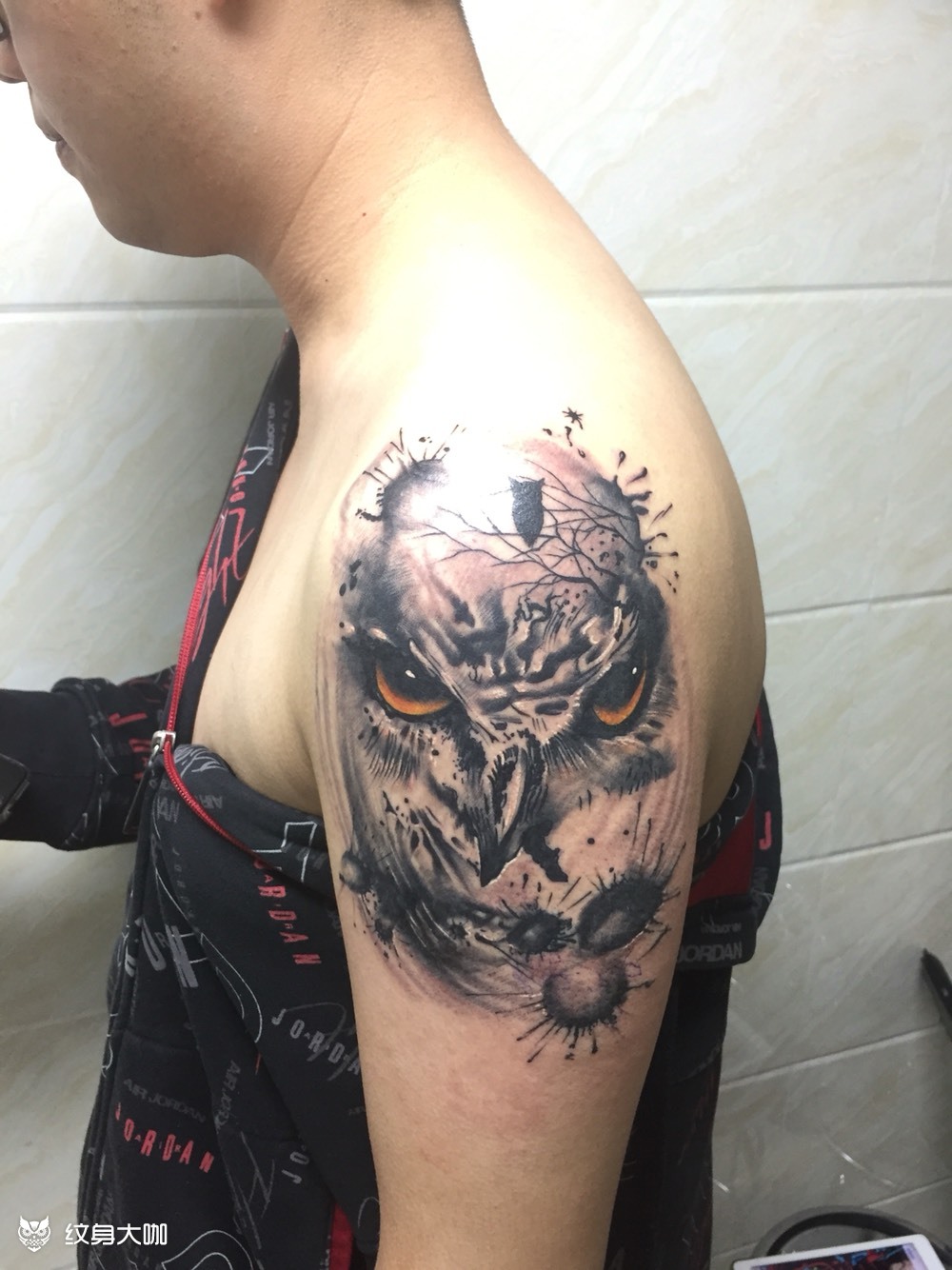 猫头鹰盖图_纹身图案手稿图片_张紫清的纹身作品集