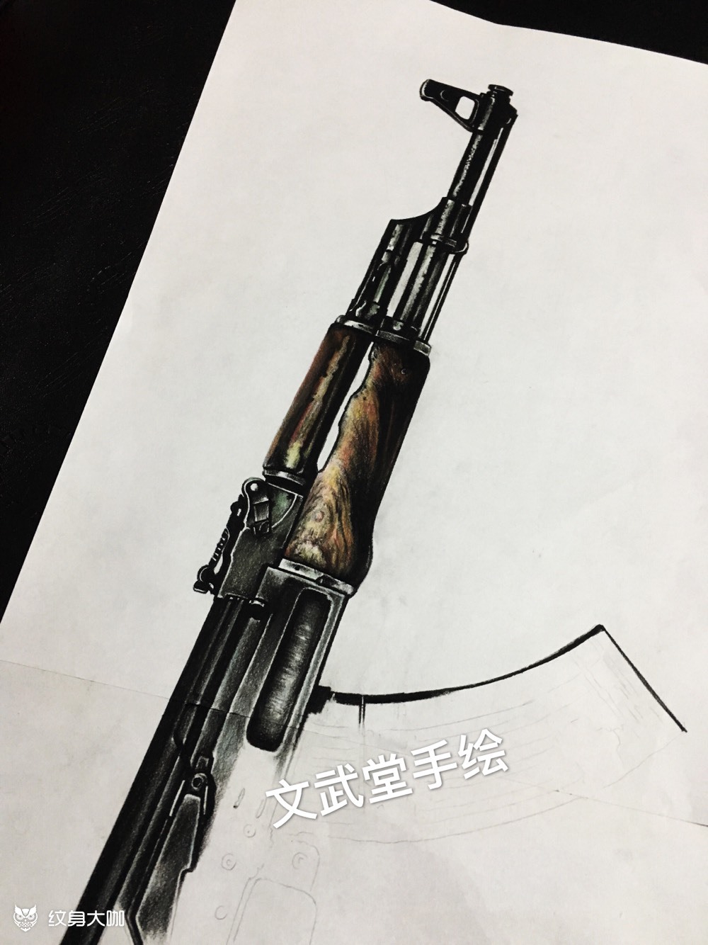手绘---ak47_纹身图案手稿图片_武林的纹身作品集