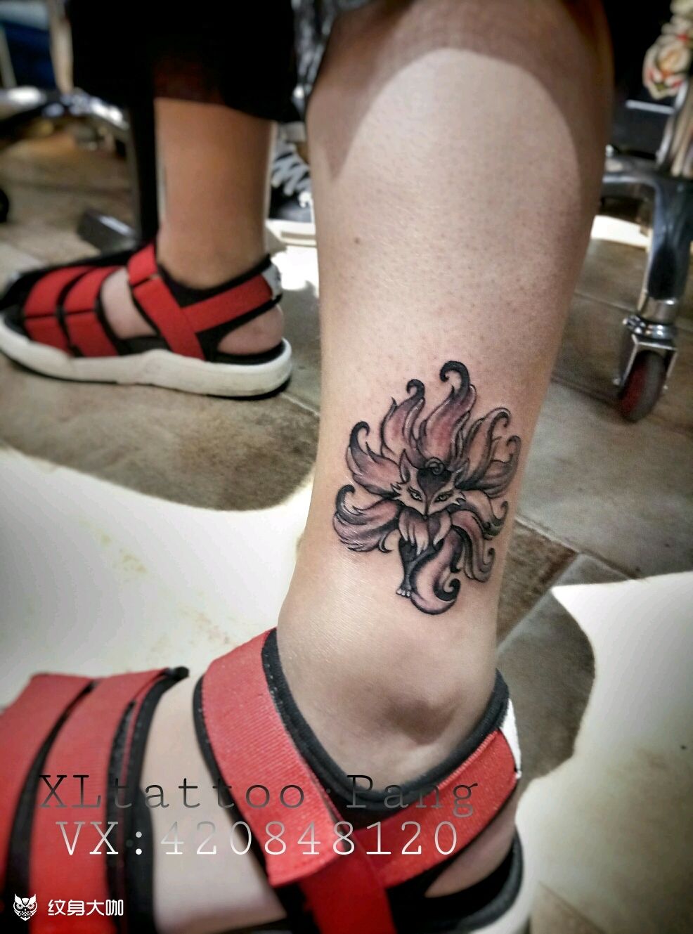 脚踝九尾小狐狸_纹身图案手稿图片_xl·tattoo--胖子的纹身作品集