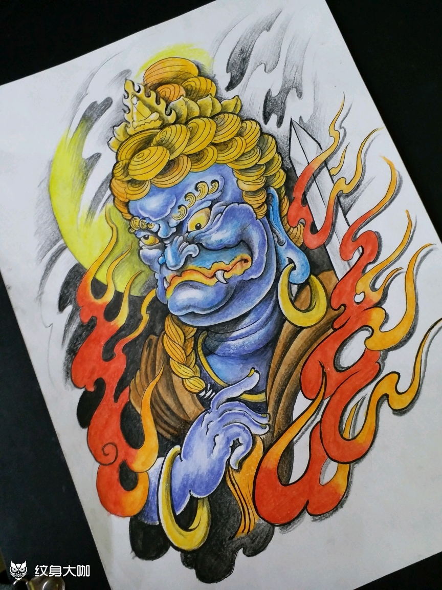 原创不动明王_纹身图案手稿图片_pogo的纹身作品集