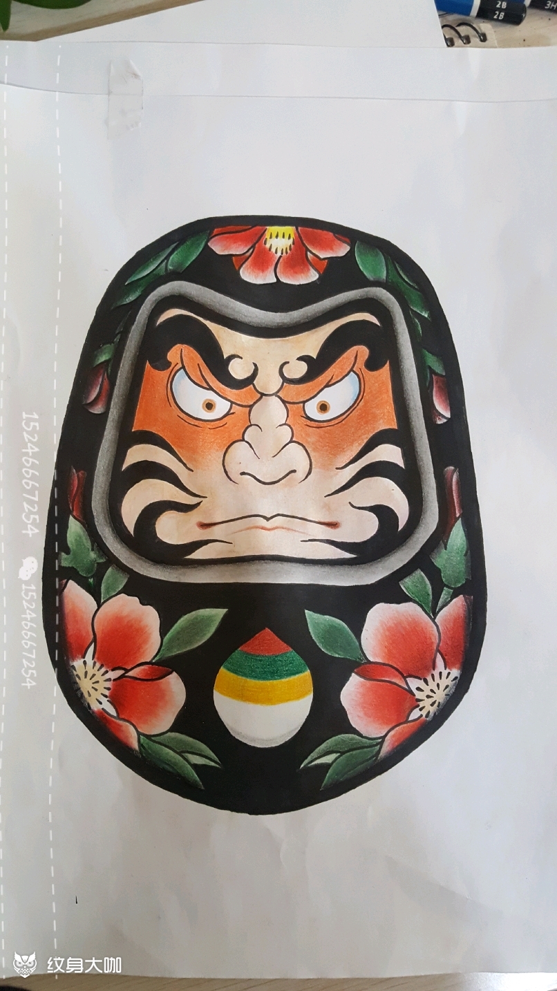达摩蛋_纹身图案手稿图片_无的纹身作品集