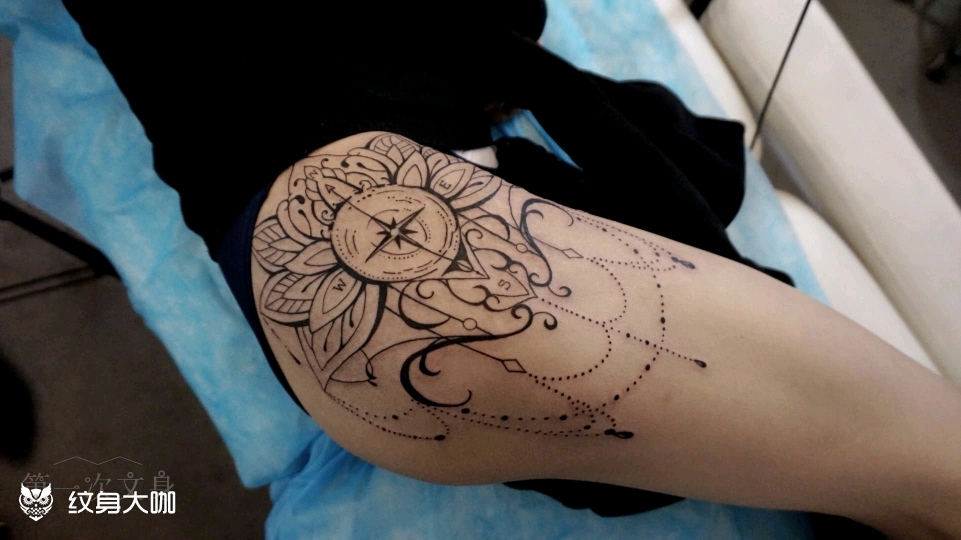大腿mandala_纹身图案手稿图片_firsttattoo的纹身作品集