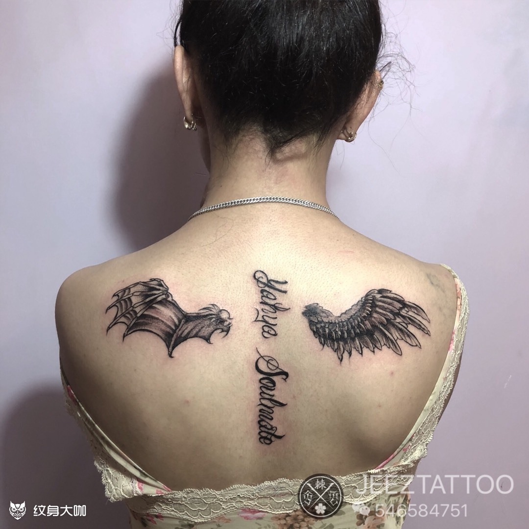 天使与魔鬼_纹身图案手稿图片_swag_lliu的纹身作品集