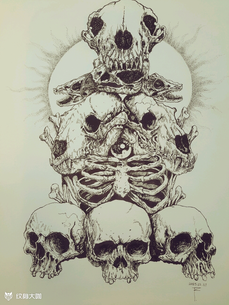 各种骷髅元素满背手稿