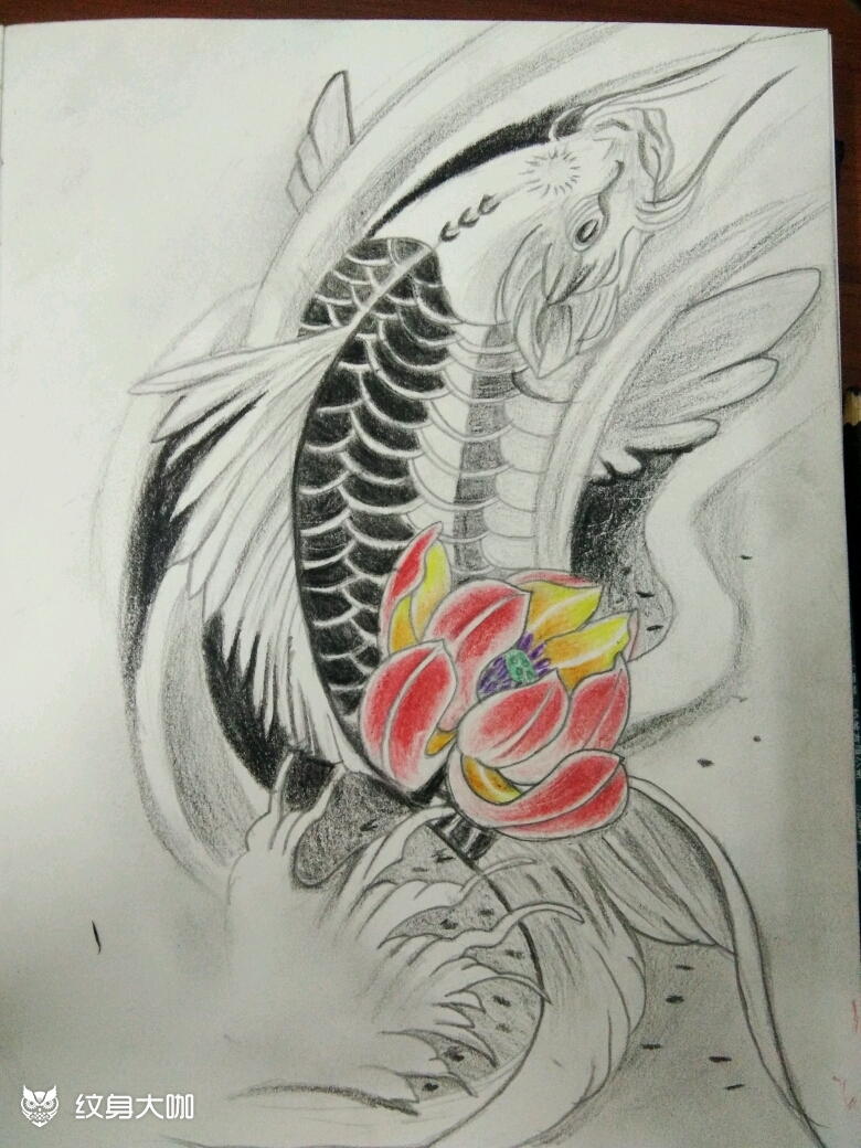 鱼_纹身图案手稿图片_芳芳的纹身作品集