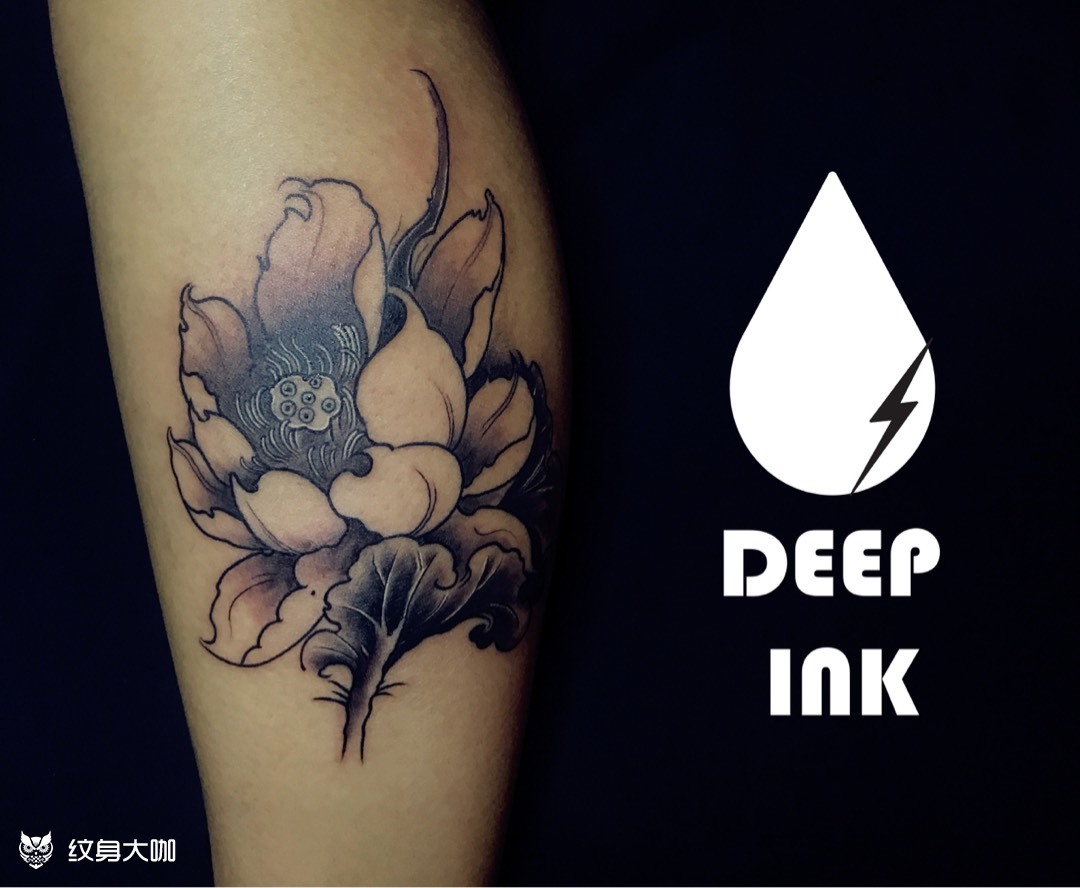 腿部莲花_纹身图案手稿图片_李敏的纹身作品集