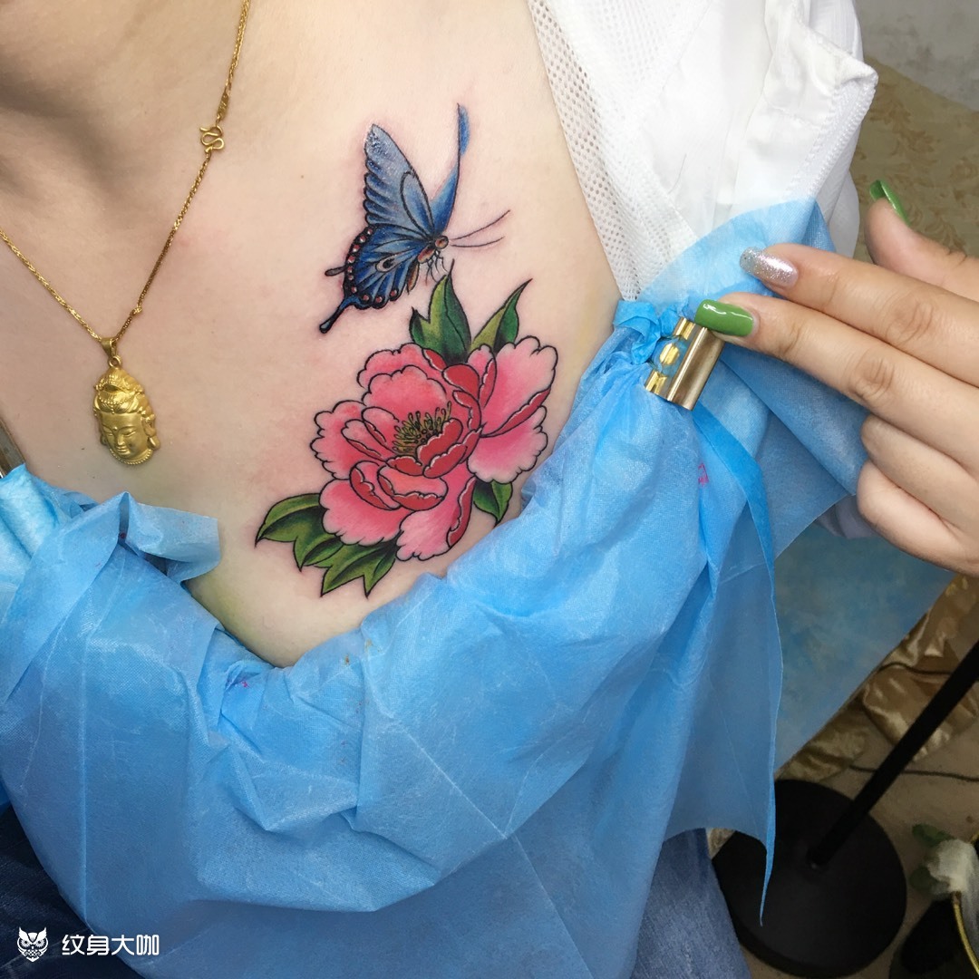 蝶恋花_纹身图案手稿图片_吴星的纹身作品集