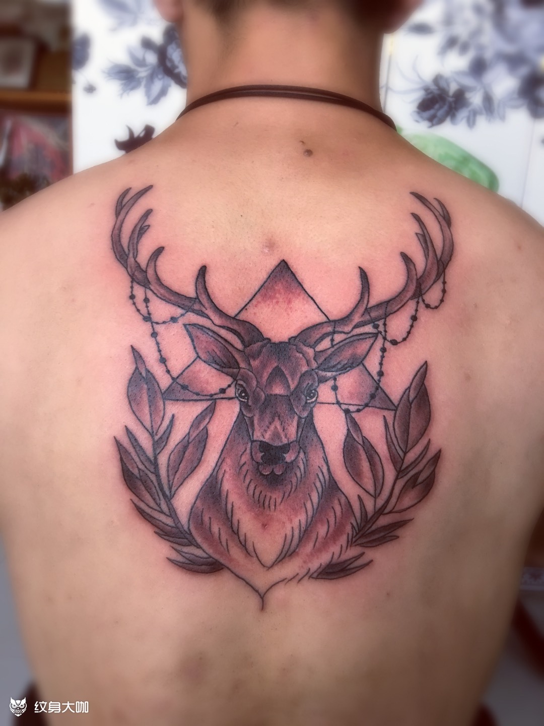 鹿头_纹身图案手稿图片_何小五的纹身作品集