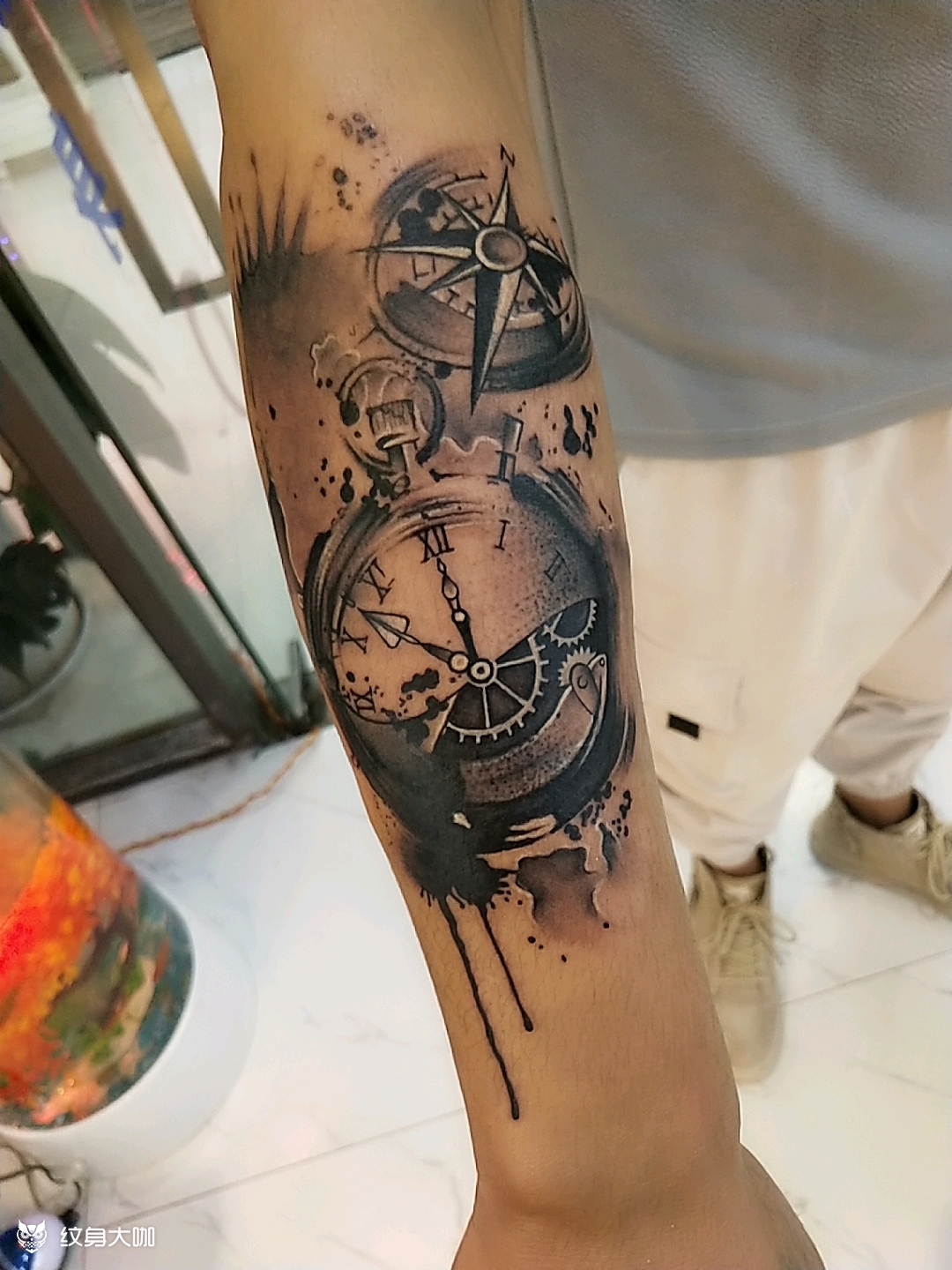 时钟纹身作品_纹身图案手稿图片_王绍荣的纹身作品集