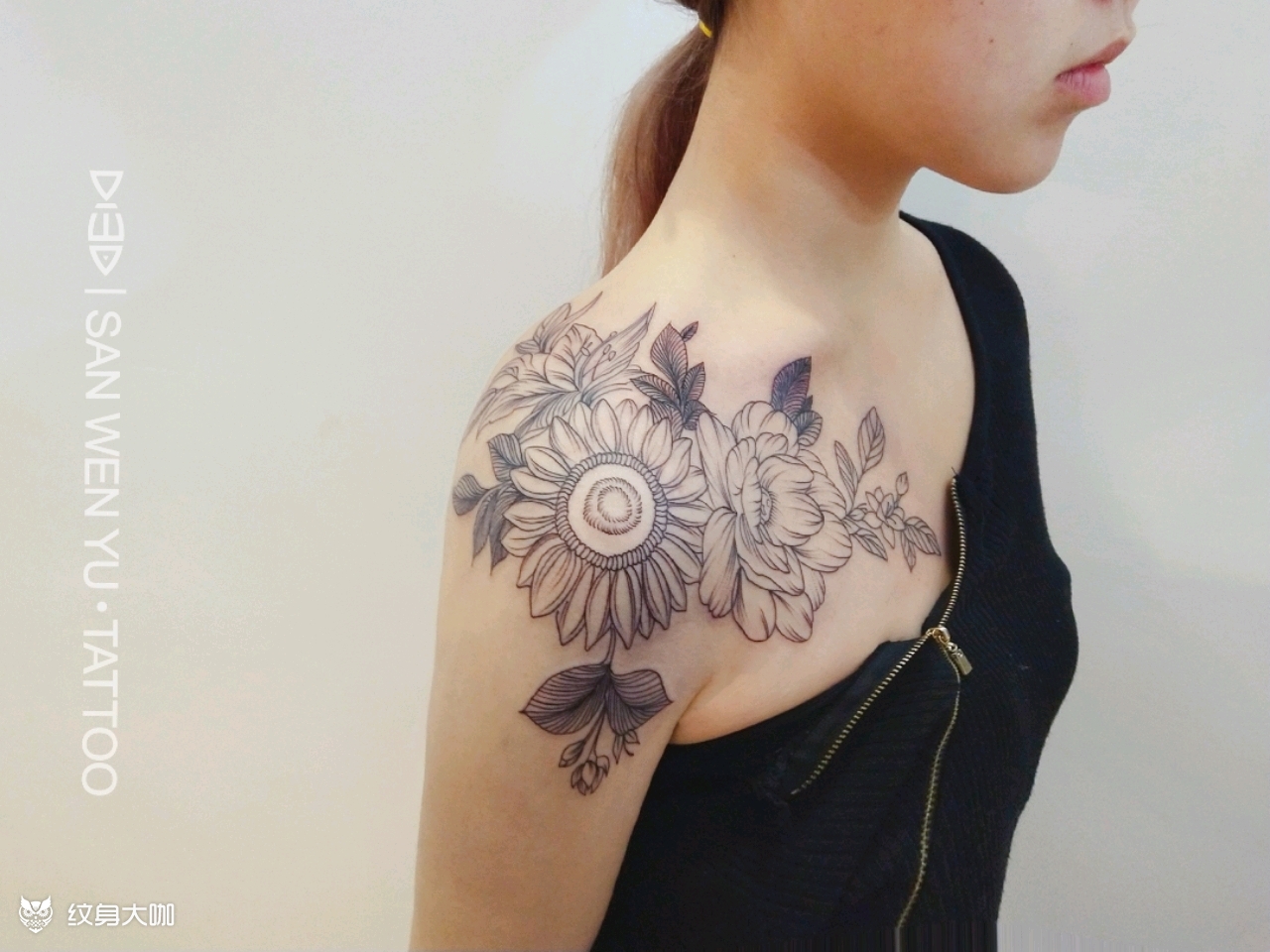 肩花_纹身图案手稿图片_董小姐的纹身作品集