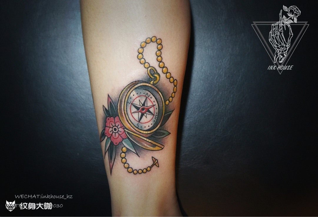 oldschool怀表_纹身图案手稿图片_inkhouse-rubee的纹身作品集