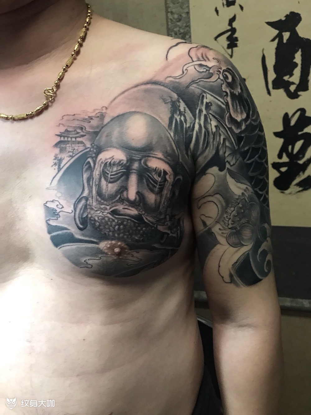 覆盖达摩祖师_纹身图案手稿图片_康永华的纹身作品集