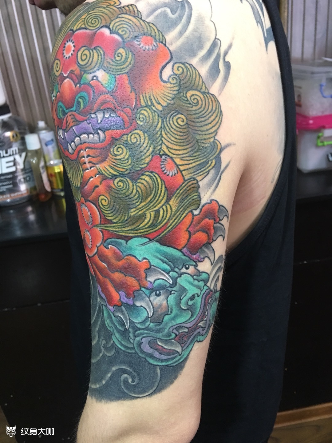 唐狮遮盖_纹身图案手稿图片_道格tattoo的纹身作品集