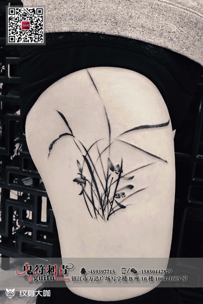 兰花_纹身图案手稿图片_贺鹤云的纹身作品集