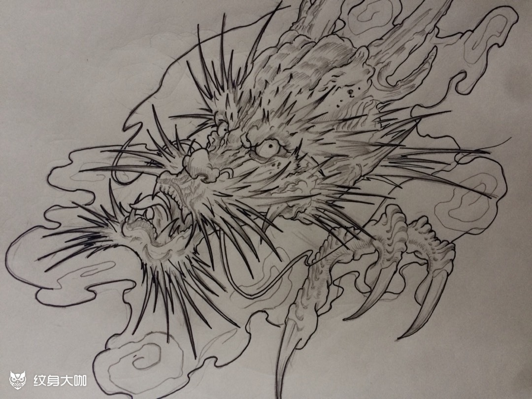 龙头_纹身图案手稿图片_乐浩的纹身作品集
