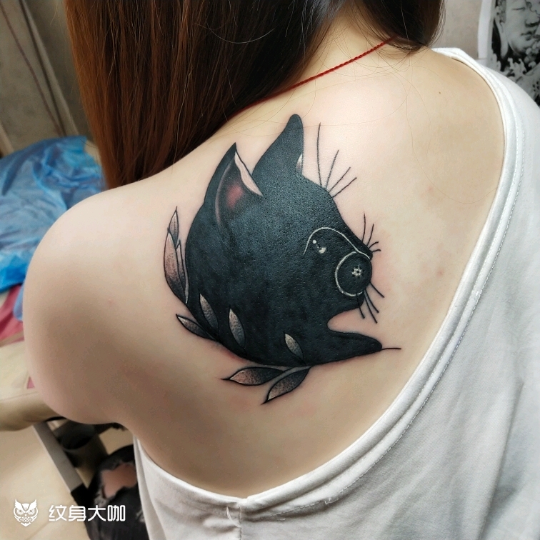 猫头遮盖_纹身图案手稿图片_王冰的纹身作品集