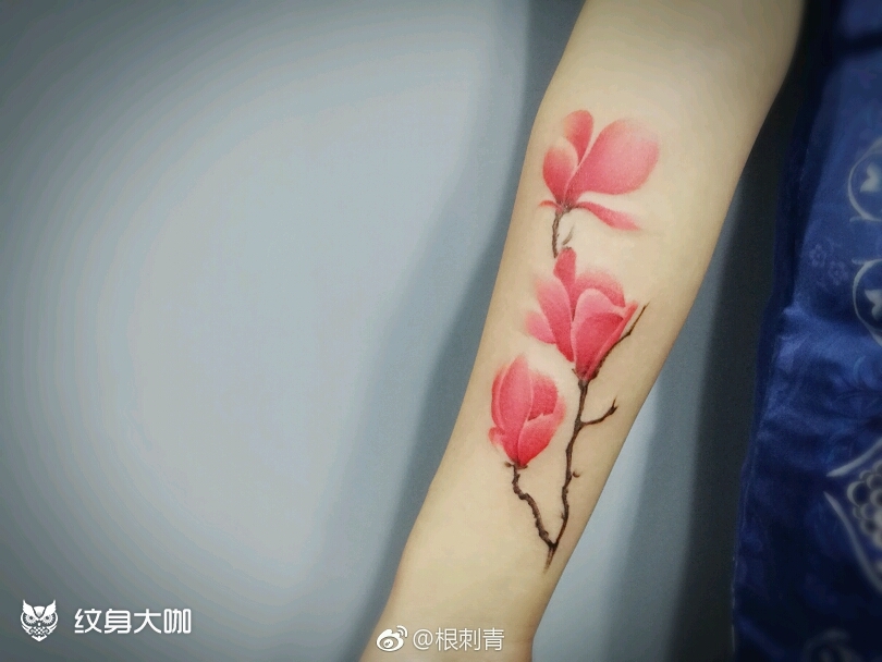 玉兰花_纹身图案手稿图片_木良拾贰的纹身作品集