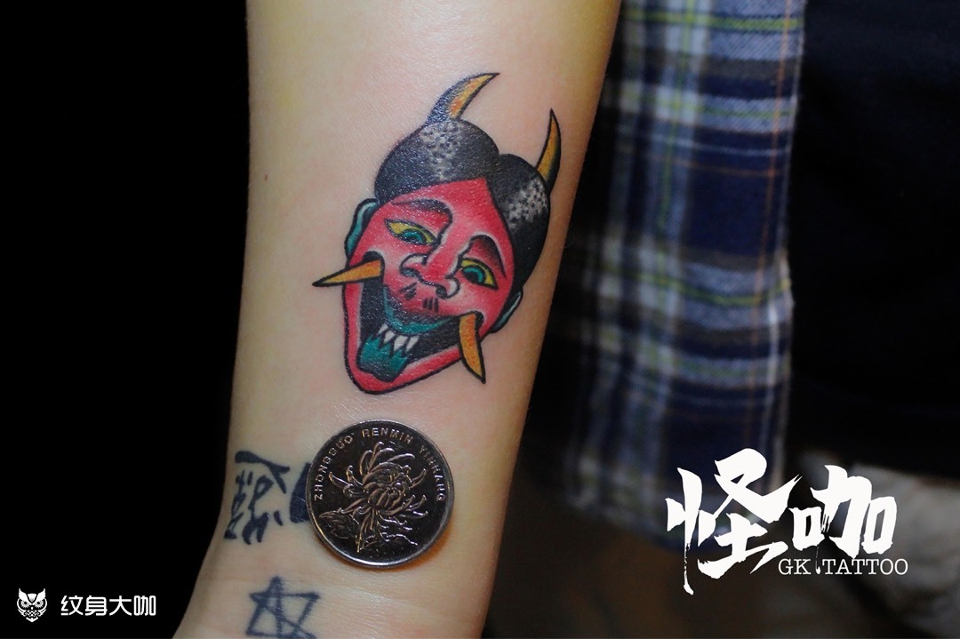 鬼面_纹身图案手稿图片_钱洋的纹身作品集