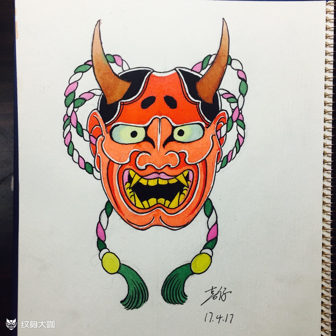 赤鬼_纹身图案手稿图片_喜仔的纹身作品集