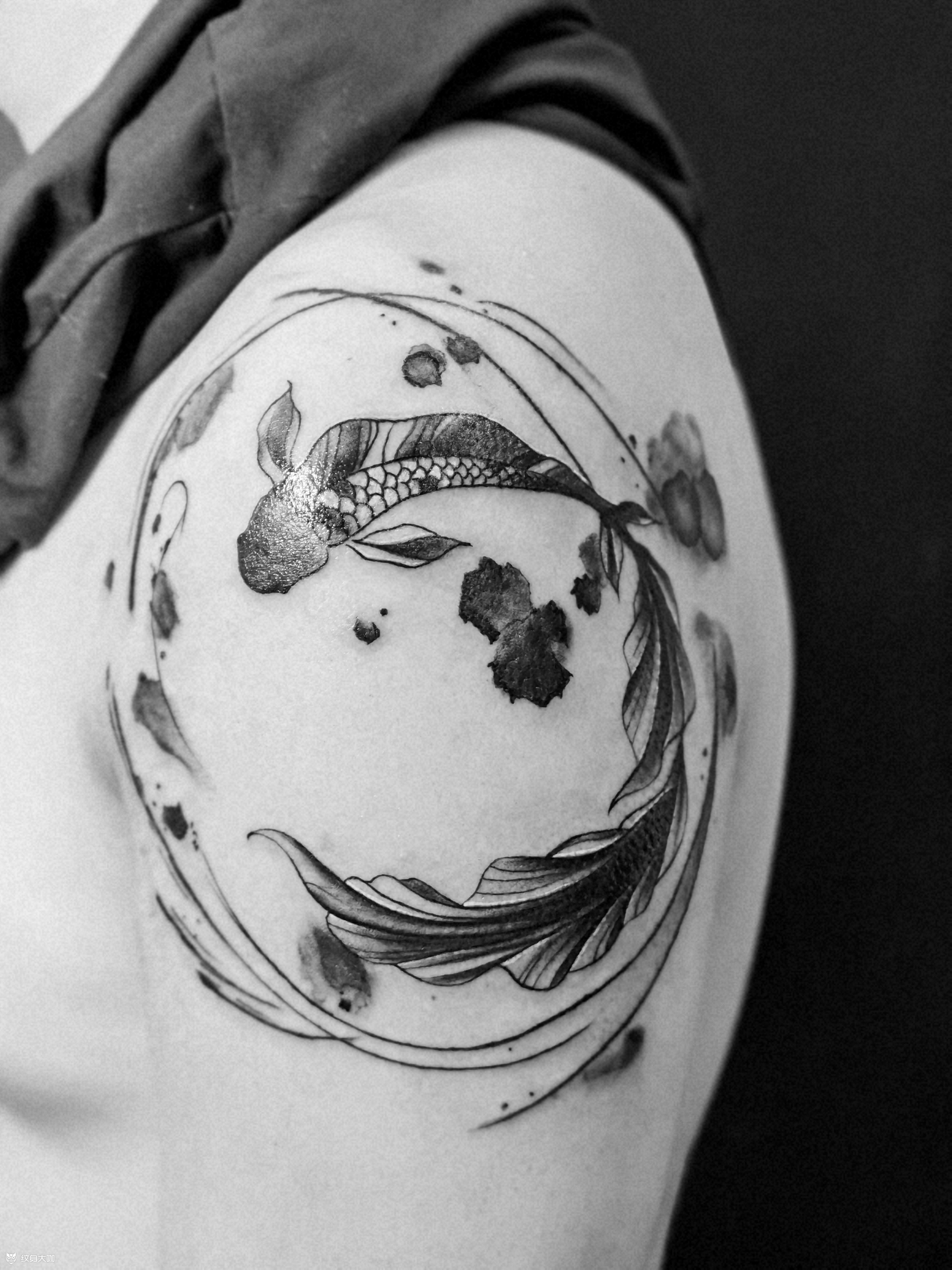 水墨金鱼_纹身图案手稿图片_小雨的纹身作品集