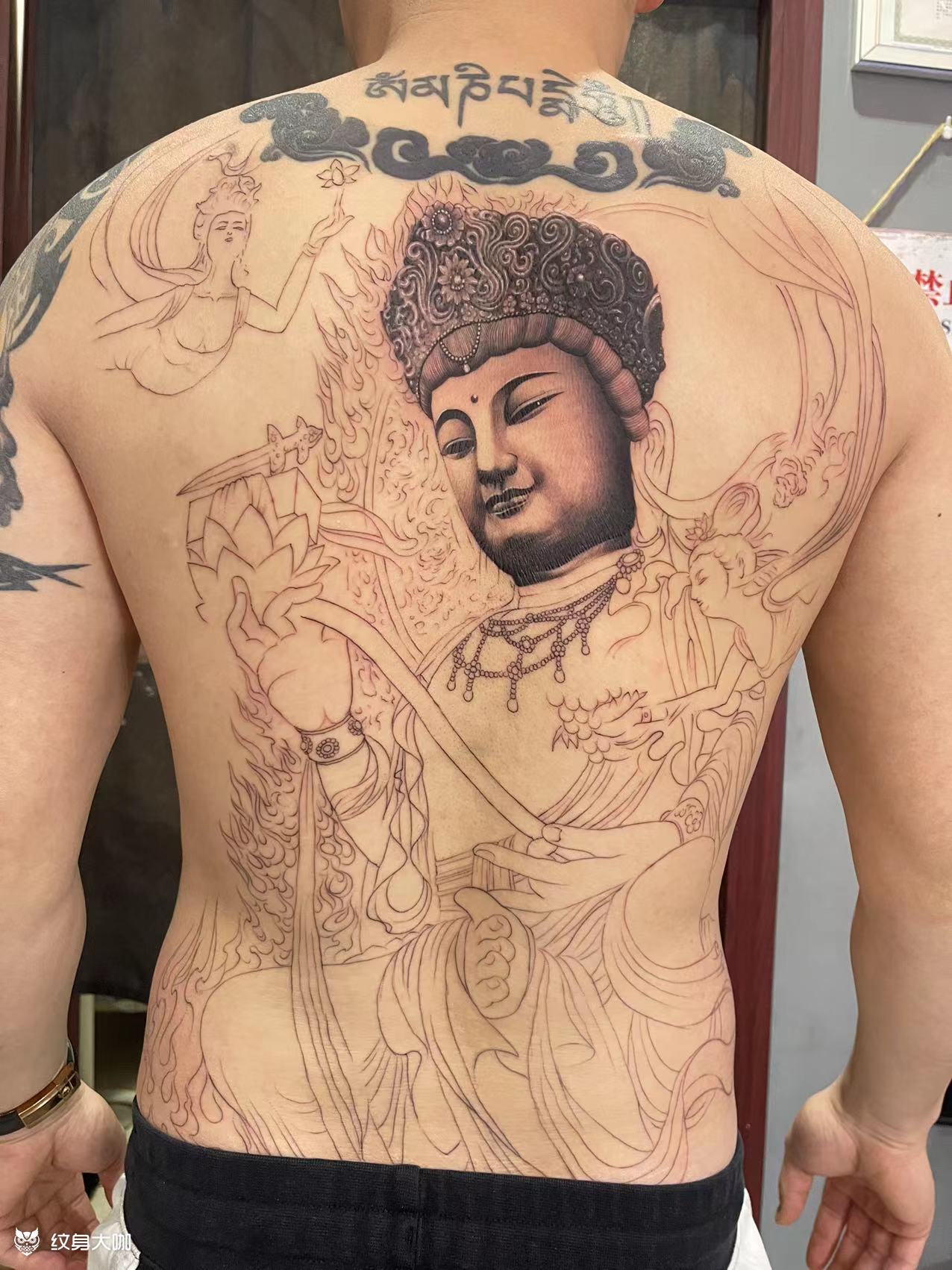 满背大势至菩萨纹身未完待续