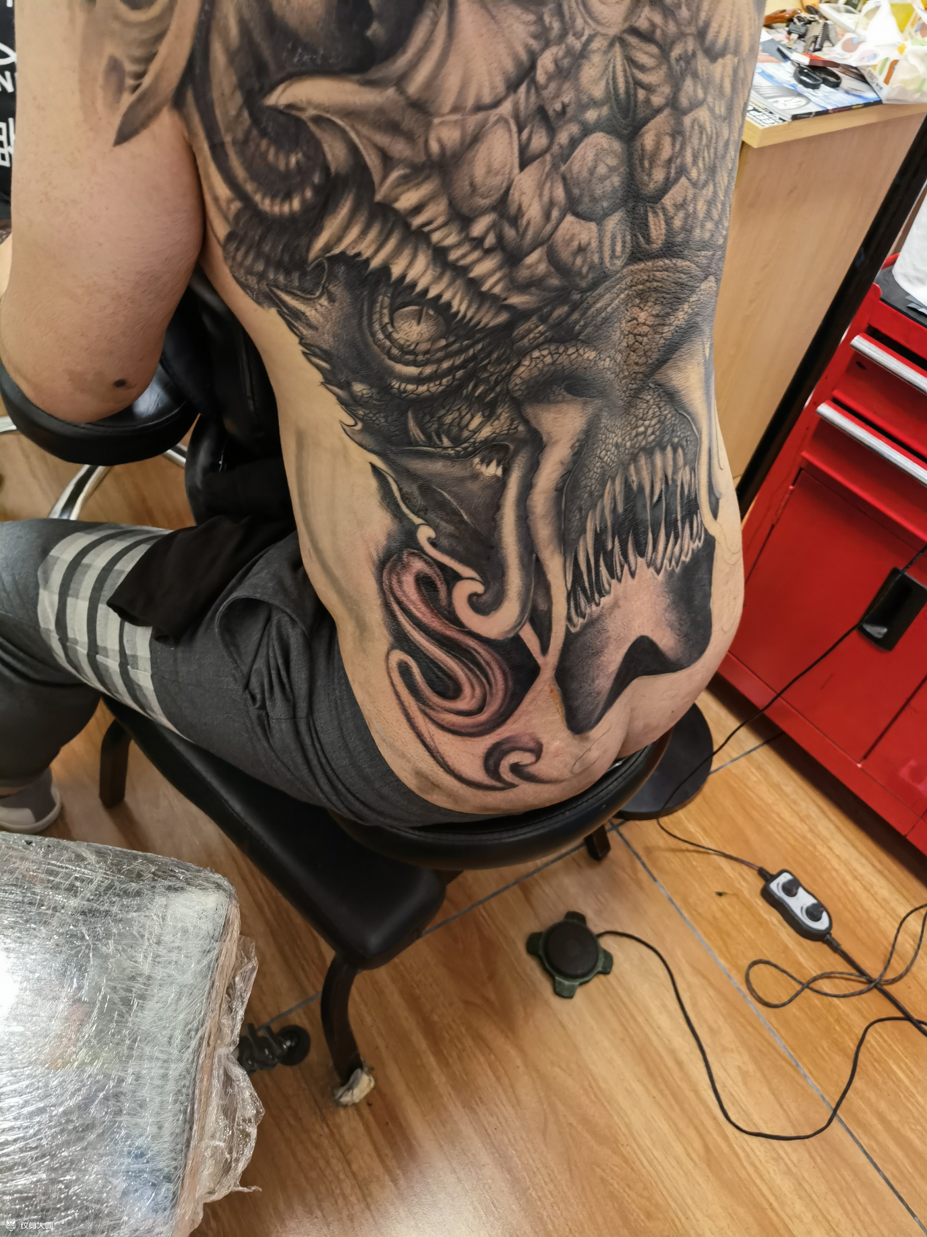 降魔杵 观音半甲后背没整完,_纹身吧社区 - 纹身大咖