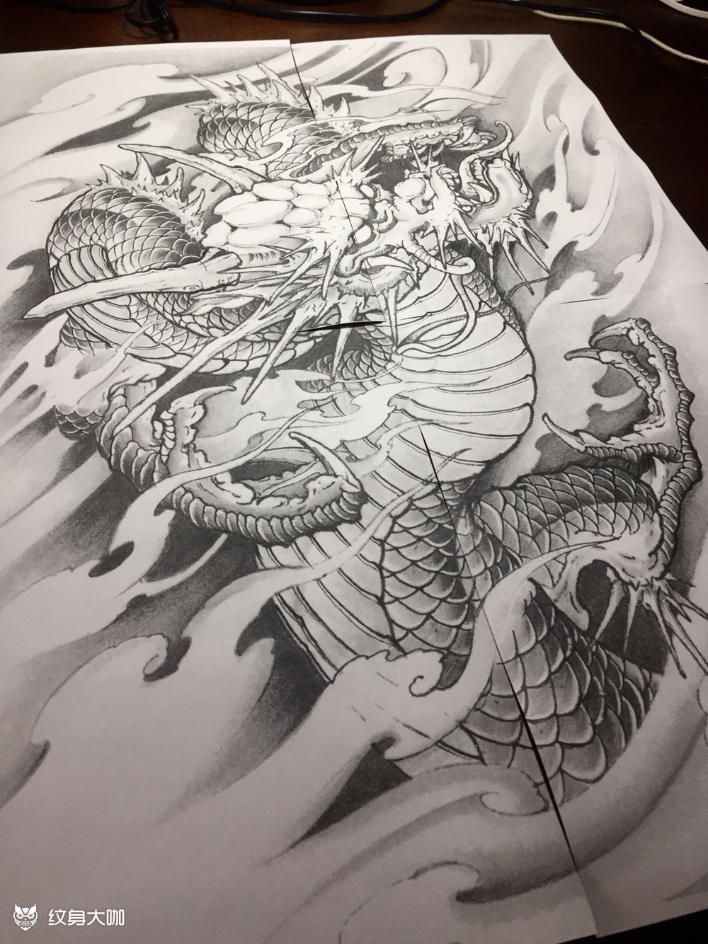 满背龙_纹身图案手稿图片_毕巍的纹身作品集